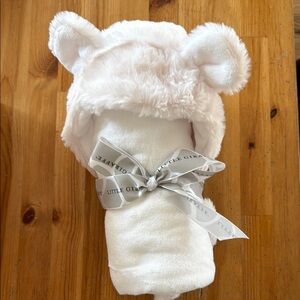 Little Giraffe White Plush Baby Blanket with Ears